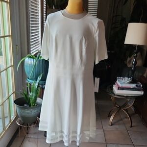 Calvin Klein NWT White Midi Dress, Sz 14W